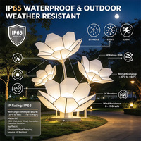 Sculpture de paysage géométrique en acier inoxydable avec fleurs LED, éclairage RGB, indice de protection IP65, télécommande pour la décoration de jardins et de parcs en extérieur