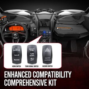 Kit de clignotants universels Zsoul pour UTV Polaris Can-Am, interrupteur à bascule en métal avec klaxon et feu de marche arrière, kit de clignotants 12V - Product Image 5