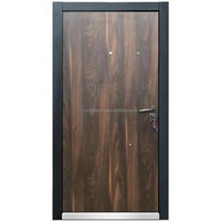 Porte d'entrée extérieure en acier et bois composite Zonle, porte de sécurité principale pour les maisons