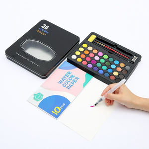 Boîte en métal de peintures aquarelles non toxiques pour enfants, ensemble de 36 couleurs de pigments aquarelles en pastilles - Product Image 3