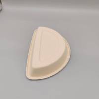 Barquette alimentaire jetable semi-circulaire en bagasse de canne à sucre biodégradable et compatible four, avec couvercle, laminée CPET, fournitures en gros