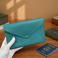 Tempat Paspor Kulit PU Portabel Multi-slot, Dompet Kartu ID, Tas Amplop untuk Perjalanan, Dompet Tipis, Tas Kartu Bisnis