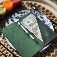 Porte-chéquier en cuir véritable de haute qualité, fin et pliable, avec poche de rangement pour espèces