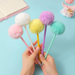 Dễ thương Pompom bút bi Kawaii sang trọng Fluffy bóng bút trường văn phòng phẩm sinh viên giải nén Sổ tay bút bán buôn cô gái Quà Tặng - Product Image 4