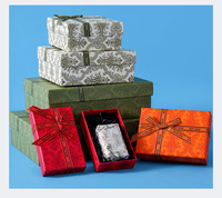 Boîtes cadeaux imprimées décoratives avec couvercles, ruban et nœud, ensemble d'emballage rectangulaire empilable pour les fêtes, les anniversaires, les mariages, les cadeaux