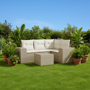 Ensemble de canapés de jardin beige avec coussins, meubles d'extérieur - Product Image 2