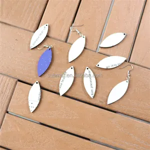 Wholesale Custom Sublimation MDF Earrings DIY Printing Leaf Shape Wood Blanks Earring Woman Jewelry