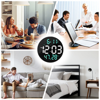 Nouvelle promotion Horloge murale numérique à affichage numérique à double LED bleue de 10,5 pouces avec télécommande, calendrier de l'heure des bus, date, salon