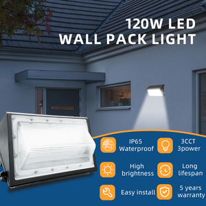 Minglight-120W Applique murale LED pour extérieur avec diffuseur en polycarbonate, capteur photocellule pour jardin et garage IP65 - Product Image 4
