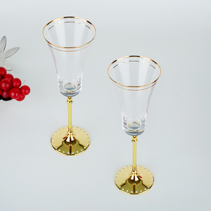 Verrerie en cristal pour vacances de mariage, dégustation charonnay, vin étincelant, sublimation, verre de <span class=keywords><strong>champagne</strong></span> avec bordure dorée - Product Image 3