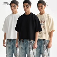 T-shirts Boxy en Molleton Bouclette Épais 270 g/m² Streetwear Personnalisable Impression Sérigraphique Ourlet Brut T-shirt Vêtements Crop Top pour Homme