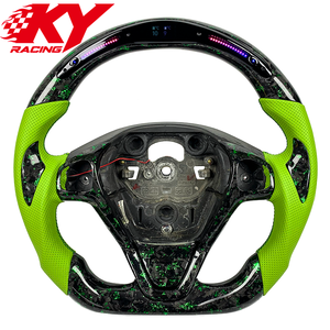 Volant sport en cuir vert personnalisé avec LED en fibre de carbone forgée verte, adapté à la Ford Fiesta MK7 MK7.5 ST180 - Product Image 1
