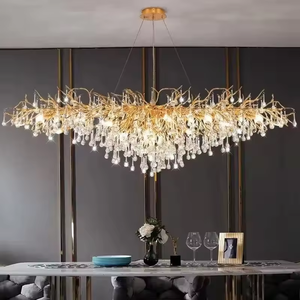Lampadario luci di cristallo di lusso <span class=keywords><strong>punto</strong></span> d'oltremare albero ramo lampadario rotonda goccia di pioggia di cristallo <span class=keywords><strong>luce</strong></span> goccia di pioggia lampadario - Product Image 4
