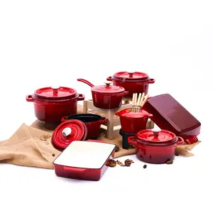 Cucina magistrale con pentole rosse 7 pezzi pentole hierro fundido por set