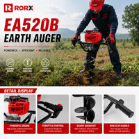 Tarière thermique industrielle RORX 1E44F-5 52cc 2 temps pour plantation d'arbres, puits profonds de 31,5 pouces, avec tarière