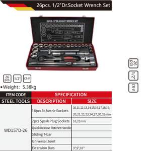Webo Chroom Vanadium Staal 26 Stuks. 1/2 "<span class=keywords><strong>Dr</strong></span>. Dopsleutel Sleutel Set - Product Image 3