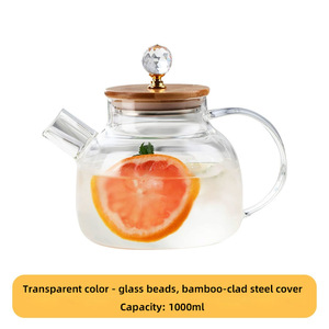 Tetera de Vidrio Simple con Tapa de Bambú, Capacidad de 600 ml a 1800 ml para Té de Hojas Sueltas, Café y Juegos de Té - Product Image 4