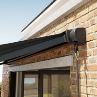 Auvent rétractable extérieur robuste à cassette intégrale, fonctionnement motorisé, pour villa, terrasse, balcon, utilisation par tous les temps