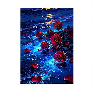 Pintura Digital DIY, Paisaje a Gran Escala, Rosa Pintada a Mano, Pintura Acrílica <span class=keywords><strong>al</strong></span> Óleo, Estilo Instagram, Rectangular, de Gran Tamaño - Product Image 1