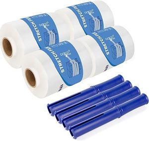 <b>Clear</b> Industrial Stretch <b>Wrap</b> Film with Handle, Multipack for Moving Supplies, Heavy Duty Plastic Packing <b>Wrap</b> for Shipping - Product Image 1