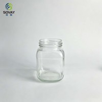 Pot de conservation en verre transparent de 330 ml, forme carrée, avec col fileté, pour confiture, haricots, aliments faits maison, stock en vrac pour les revendeurs