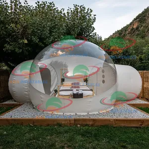 Tenda da campeggio gonfiabile trasparente a cupola da 4m personalizzata con ventilatore silenzioso e struttura in acciaio da bubble room hotel