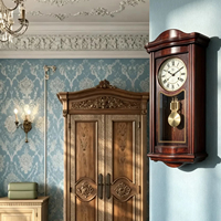 Horloge murale à pendule en bois massif, durable, élégante, de luxe, avec affichage à aiguilles, mouvement à quartz/mécanique, design européen, un trésor