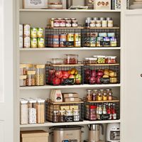 Lot de 2 bacs de rangement empilables XXL carrés en fil métallique pour pommes de terre, oignons, fruits, légumes et ail – Organiseurs pour garde-manger et comptoir de cuisine