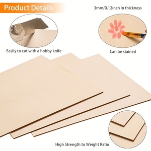 <span class=keywords><strong>Fogli</strong></span> di <span class=keywords><strong>Legno</strong></span> Laminato Non Finito Spessore 2mm 11,8 X 11,8 Pollici per Artigianato, Taglio Laser, Pittura, Progetti Fai-da-Te - Product Image 2