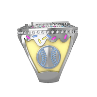 Bague de championnat de baseball personnalisée en alliage de zinc plaqué or, design Lion, pour récompenses sportives