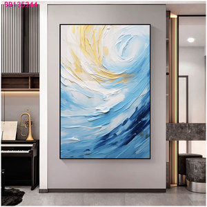 Tranh treo tường vải bố cao cấp, tùy chỉnh, dành cho nội thất sang trọng, chủ đề phong cảnh biệt thự, điểm nhấn kim cương với chi tiết kim loại - Product Image 5