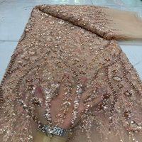 Tissu en dentelle perlée de haute qualité avec fleurs et sequins, tissu en dentelle filet pour robe de mariée pour femmes