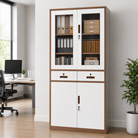 Archivador Metálico KD Structure de Dos Tonos, Desmontable, con 2 Cajones y Puertas de Vidrio, Empaquetado Plano