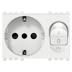 2P+T 16A P30 <b>Socket</b> <b>With</b> Switch C16 White - Product Image 1