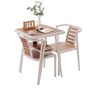 Bộ bàn ghế ngoài trời đơn giản hình vuông bằng gỗ, dùng cho ăn uống, nghỉ ngơi tại biệt thự, khu vườn, căn hộ nhỏ. - Product Image 4