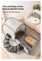 Tente de maternité pliable en maille pour chat avec tunnel, boîte de mise bas respirante pour animaux, niche de mise bas pour chiens et chats