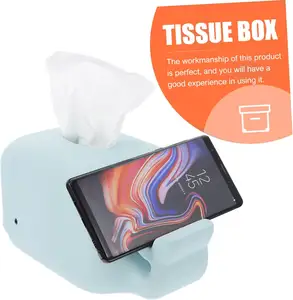 Siliconen Tissue Box Met Mobiele Telefoon Houder Cartoon Servet Case Covers Toiletpapier Doos Desktop Decoratie Voor Thuiskantoor
