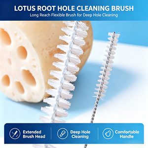 Cepillo de Limpieza de Orificios Largos y Flexibles para Raíz de Loto, Herramienta Limpiadora de Tubos y Pajuelas para Agujeros Profundos y Tubos Estrechos, Mantenimiento de Cocina - Product Image 3