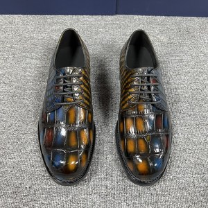 Zapatos Formales de Hombre en Cuero de Cocodrilo Genuino con Degradado de Color |   Zapatos de Vestir de Lujo Brillantes en Dos Tonos |   Zapatos Oxford de Oficina de Talla Grande - Product Image 1