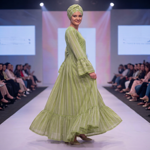 High Quality Green Rayon Floral Embroidered Maxi <b>Dress</b> Women African Ethnic Fashion Islamic Modest Wear Long Bishop Sleeve Gowns - Product Image 2