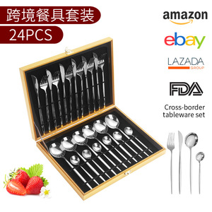 Ensemble de couverts en acier inoxydable 24 pièces pour 6 personnes, boîte cadeau dorée, vaisselle durable pour mariage - Product Image 4