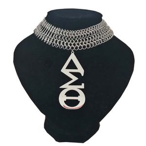 Collana con Lettere in Acciaio Inossidabile <span class=keywords><strong>a</strong></span> Catena Larga (Delta Iota Phi Lambda Zeta Chi Eta Phi) - Regalo Perfetto per Sorelle di Confraternite - Product Image 6