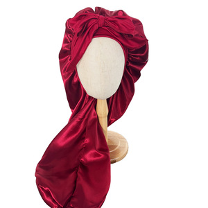 Bonnets en satin pour femmes, avec logo personnalisé, ruban en soie, nœud, design élégant, ajustables, pour dormir - Product Image 5
