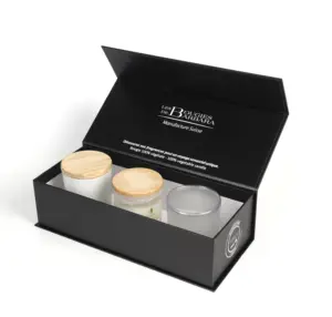 Luxus benutzer definierte Flip Pappe Zylinder Duft Kerzen glas Verpackungs box Magnet papier Geschenk box für Kerzen