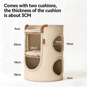 Tiragraffi per Gatti Salvaspazio per Appartamenti Piccoli, Cuccia per Gatti per Tutte le Stagioni, a Doppio Strato, con Secchio in Sisal, Roman Holiday - Product Image 2