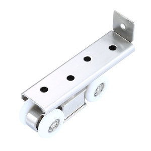 Roulettes de porte en acier inoxydable pour porte coulissante, faible bruit, avec roues blanches et bleues, design minimaliste - Product Image 4