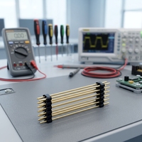 Connecteur de broches mâles pour carte de circuit imprimé (PCB) Soulin plaqué or (ROHS) 2,0 mm, double rangée, en laiton, à broches rectangulaires, 12 broches, à aiguille droite