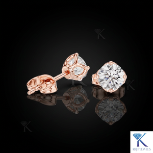 Lab Grown Diamond Solitaire <b>Stud</b> Earrings Crown Tulip Setting 14K 18K Solid Gold Women's Jewelry Wedding Party Bridal - Product Image 5