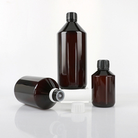 Bouteille en plastique PET brun de qualité alimentaire de 250 ml, 500 ml, 1000 ml, récipient pour suppléments liquides de vitamines avec bouchon résistant aux enfants