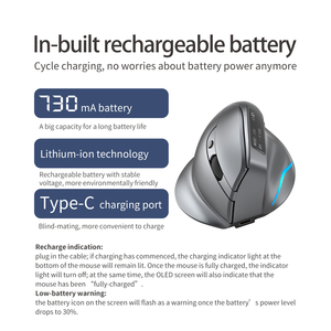 Zelotes F-26C Mới Nhà Máy Bán Hàng Trực Tiếp Thiết Kế Tiện Dụng Màn Hình LED 3200Dpi Chuột Chơi Game Im Lặng Không Dây Dọc Chuột - Product Image 3